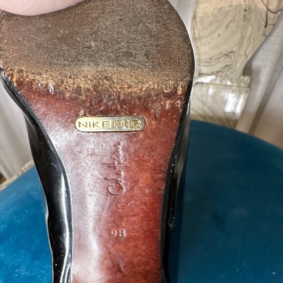 Cole Haan Black Patent Leather Peep-Toe Heels with Nike Comfort Technology - Picture 4 of 4